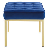 Loft Gold Stainless Steel Leg Medium Performance Velvet Bench Gold Navy EEI-3402-GLD-NAV