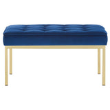 Loft Gold Stainless Steel Leg Medium Performance Velvet Bench Gold Navy EEI-3402-GLD-NAV