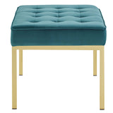 Loft Gold Stainless Steel Leg Medium Performance Velvet Bench Gold Teal EEI-3402-GLD-TEA