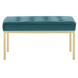 Loft Gold Stainless Steel Leg Medium Performance Velvet Bench Gold Teal EEI-3402-GLD-TEA