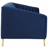 Valiant Vertical Channel Tufted Performance Velvet Sofa Navy EEI-3403-NAV