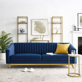 Valiant Vertical Channel Tufted Performance Velvet Sofa Navy EEI-3403-NAV