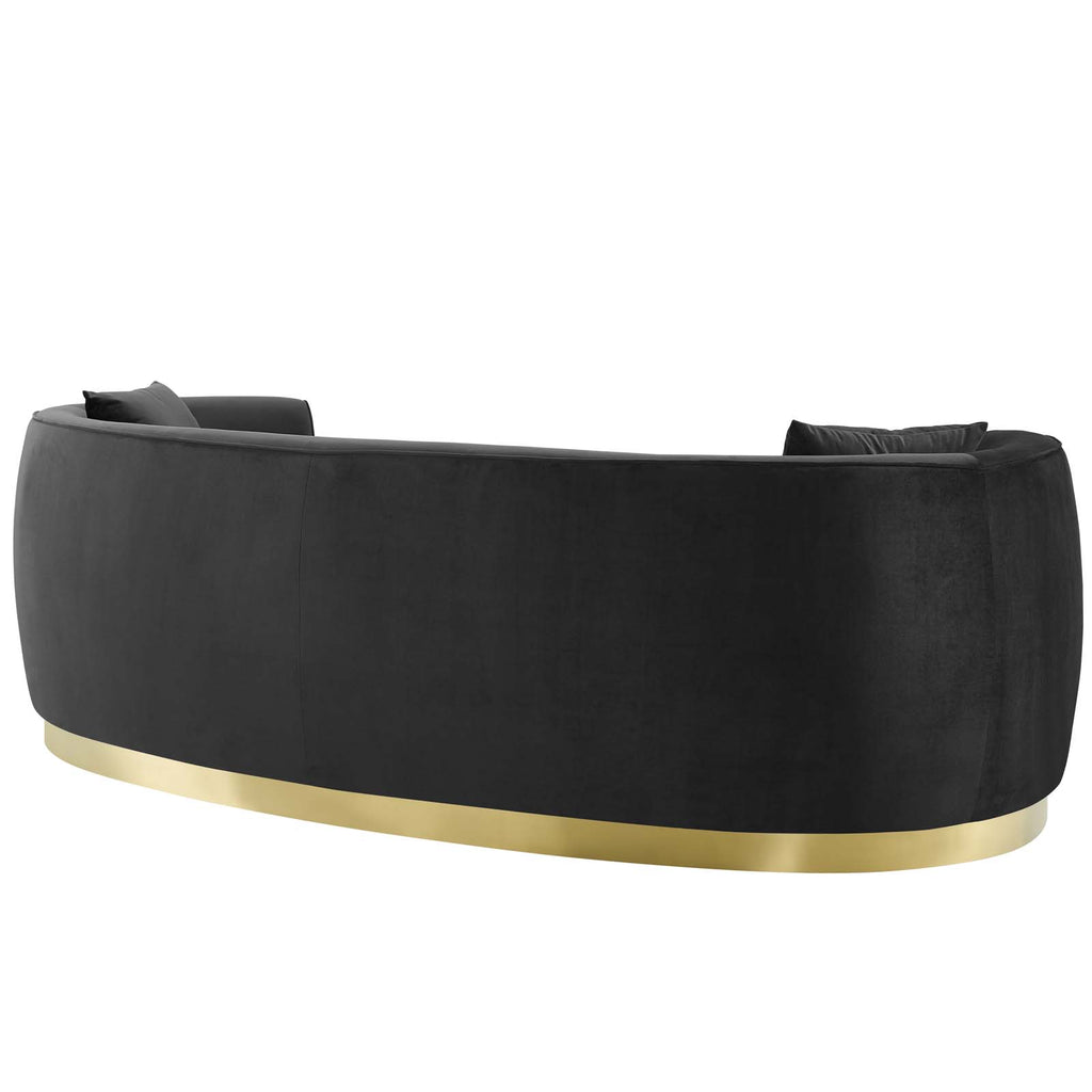 Resolute Curved Performance Velvet Sofa Black EEI-3408-BLK