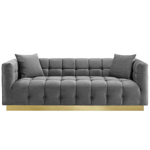 Vivacious Biscuit Tufted Performance Velvet Sofa Gray EEI-3409-GRY