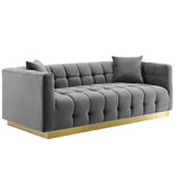 Vivacious Biscuit Tufted Performance Velvet Sofa Gray EEI-3409-GRY