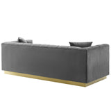 Vivacious Biscuit Tufted Performance Velvet Sofa Gray EEI-3409-GRY