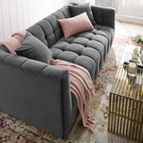 Vivacious Biscuit Tufted Performance Velvet Sofa Gray EEI-3409-GRY