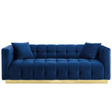 Vivacious Biscuit Tufted Performance Velvet Sofa Navy EEI-3409-NAV