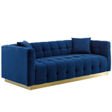 Vivacious Biscuit Tufted Performance Velvet Sofa Navy EEI-3409-NAV