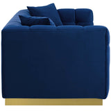 Vivacious Biscuit Tufted Performance Velvet Sofa Navy EEI-3409-NAV