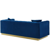 Vivacious Biscuit Tufted Performance Velvet Sofa Navy EEI-3409-NAV