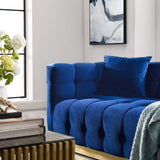 Vivacious Biscuit Tufted Performance Velvet Sofa Navy EEI-3409-NAV