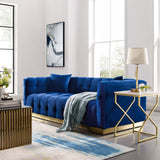 Vivacious Biscuit Tufted Performance Velvet Sofa Navy EEI-3409-NAV