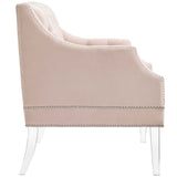 Proverbial Tufted Button Accent Performance Velvet Armchair Pink EEI-3413-PNK
