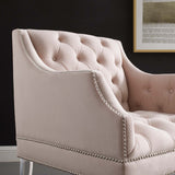 Proverbial Tufted Button Accent Performance Velvet Armchair Pink EEI-3413-PNK