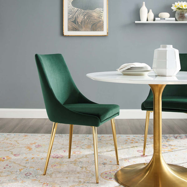 Viscount Modern Accent Performance Velvet Dining Chair Green EEI-3416-GRN