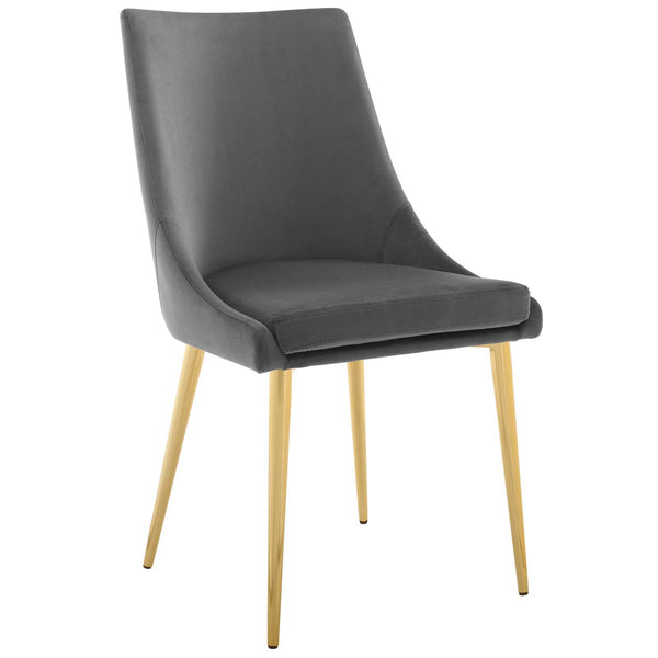 Viscount Modern Accent Performance Velvet Dining Chair Gray EEI-3416-GRY