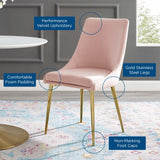 Viscount Modern Accent Performance Velvet Dining Chair Pink EEI-3416-PNK