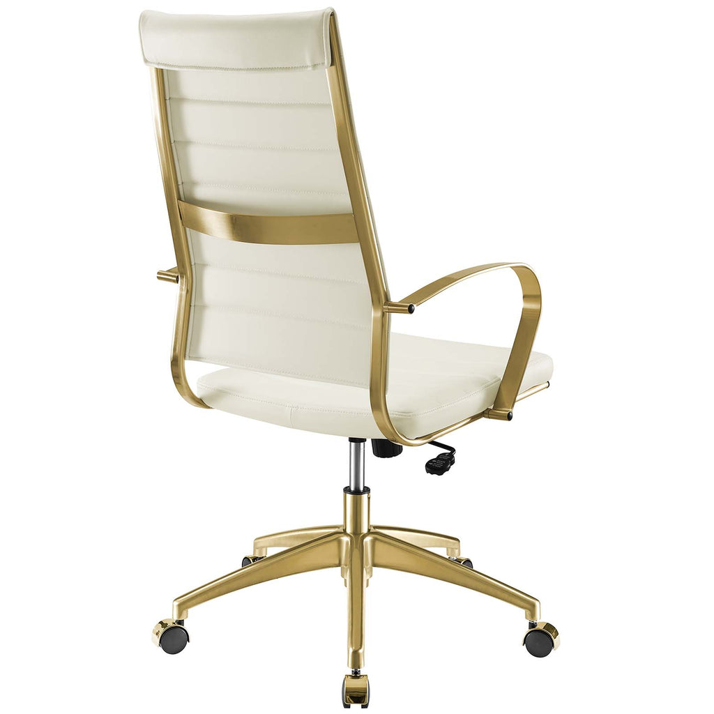 Jive Gold Stainless Steel Highback Office Chair Gold Off White EEI-3417-GLD-WHI