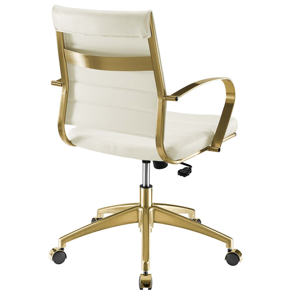Jive Gold Stainless Steel Midback Office Chair Gold Off White EEI-3418-GLD-WHI