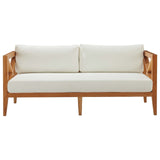 Northlake Outdoor Patio Premium Grade A Teak Wood Sofa Natural White EEI-3427-NAT-WHI