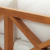 Northlake Outdoor Patio Premium Grade A Teak Wood Sofa Natural White EEI-3427-NAT-WHI