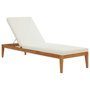 Northlake Outdoor Patio Premium Grade A Teak Wood Chaise Lounge Natural White EEI-3429-NAT-WHI
