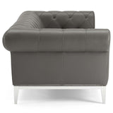 Idyll Tufted Button Upholstered Leather Chesterfield Sofa Gray EEI-3441-GRY