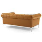 Idyll Tufted Button Upholstered Leather Chesterfield Loveseat Tan EEI-3442-TAN