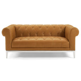 Idyll Tufted Button Upholstered Leather Chesterfield Loveseat Tan EEI-3442-TAN