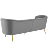 Opportunity Vertical Channel Tufted Curved Performance Velvet Sofa Gray EEI-3453-GRY