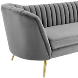 Opportunity Vertical Channel Tufted Curved Performance Velvet Sofa Gray EEI-3453-GRY