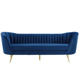 Opportunity Vertical Channel Tufted Curved Performance Velvet Sofa Navy EEI-3453-NAV