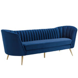 Opportunity Vertical Channel Tufted Curved Performance Velvet Sofa Navy EEI-3453-NAV