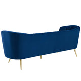 Opportunity Vertical Channel Tufted Curved Performance Velvet Sofa Navy EEI-3453-NAV