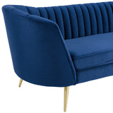 Opportunity Vertical Channel Tufted Curved Performance Velvet Sofa Navy EEI-3453-NAV