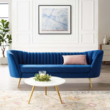 Opportunity Vertical Channel Tufted Curved Performance Velvet Sofa Navy EEI-3453-NAV