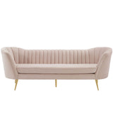 Opportunity Vertical Channel Tufted Curved Performance Velvet Sofa Pink EEI-3453-PNK