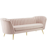 Opportunity Vertical Channel Tufted Curved Performance Velvet Sofa Pink EEI-3453-PNK