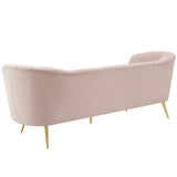 Opportunity Vertical Channel Tufted Curved Performance Velvet Sofa Pink EEI-3453-PNK