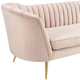 Opportunity Vertical Channel Tufted Curved Performance Velvet Sofa Pink EEI-3453-PNK