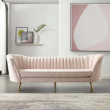 Opportunity Vertical Channel Tufted Curved Performance Velvet Sofa Pink EEI-3453-PNK