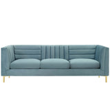 Ingenuity Channel Tufted Performance Velvet Sofa Light Blue EEI-3454-LBU
