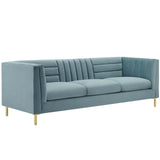 Ingenuity Channel Tufted Performance Velvet Sofa Light Blue EEI-3454-LBU