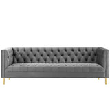 Delight Tufted Button Performance Velvet Sofa Gray EEI-3455-GRY