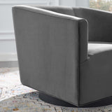 Twist Accent Lounge Performance Velvet Swivel Chair Gray EEI-3456-GRY