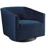 Twist Accent Lounge Performance Velvet Swivel Chair Midnight Blue EEI-3456-MID