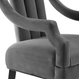 Modway Furniture Harken Performance Velvet Accent Chair Gray 26 x 23.5 x 33