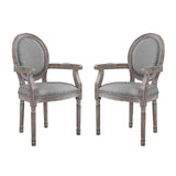 Emanate Dining Armchair Upholstered Fabric Set of 2 Light Gray EEI-3465-LGR