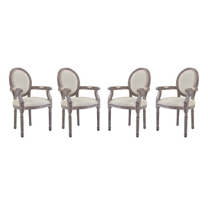 Emanate Dining Armchair Upholstered Fabric Set of 4 Beige EEI-3466-BEI